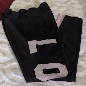 Eye Candy Black Leggings with Light Pink Details